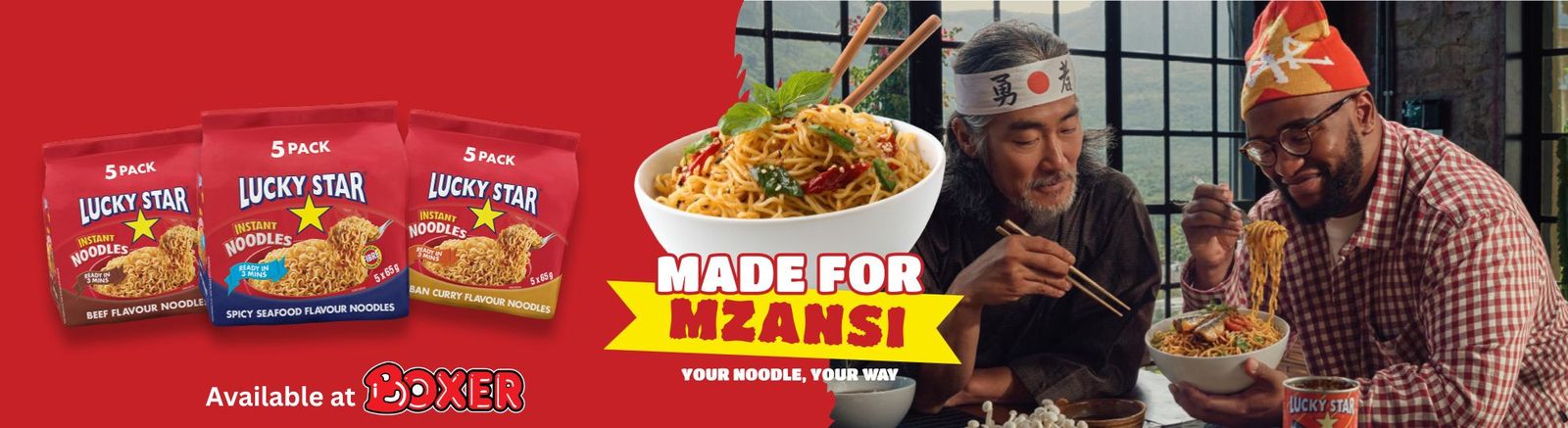 Lucky Star instant noodles — available at Boxer